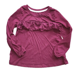 Cat & JACK Burgundy Lace Ruffle Long Sleeve Tee